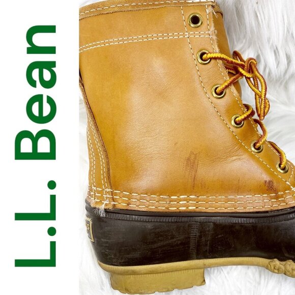 L.L. BEAN BROWN LEATHER DUCK RAIN BOOTS GORE-TEX THINSULATE OUTDOOR, SIZE 7 - Picture 13 of 15